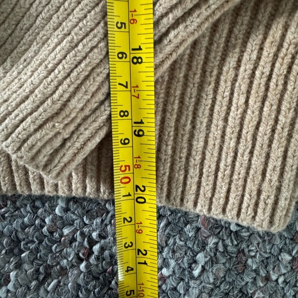 Madewell Tan Ribbed Crew Neck Cotton Wool Blend Baggy Sweater - Picture 2 of 9